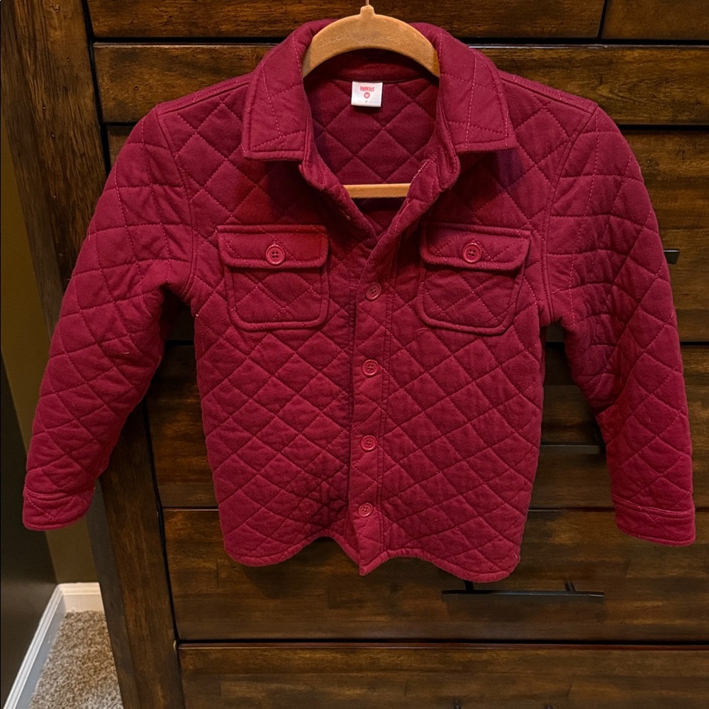 Fabkids Quilted Puffer Jacket in Deep Red